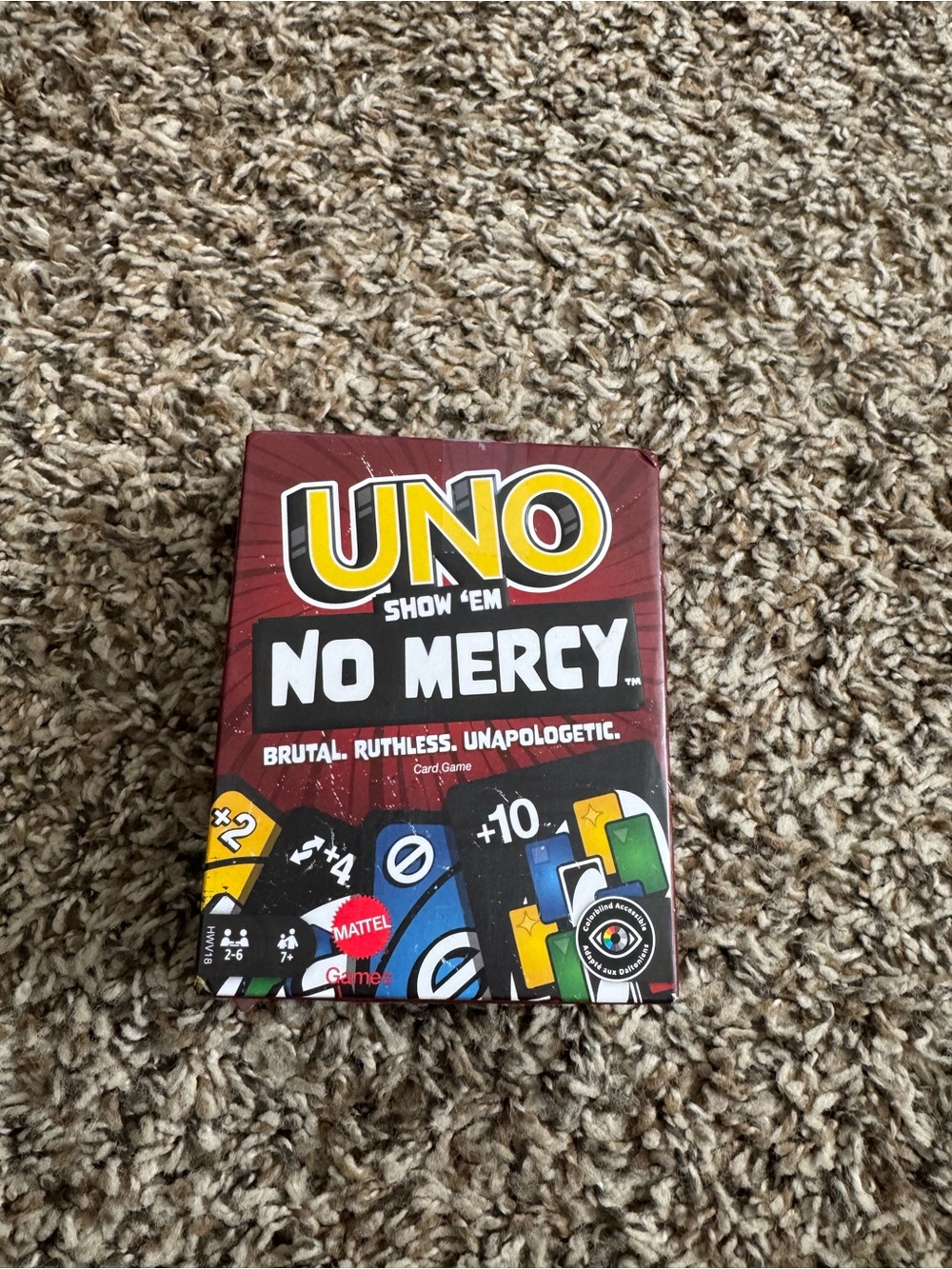 Mattel UNO No Mercy Card Game - Red Box